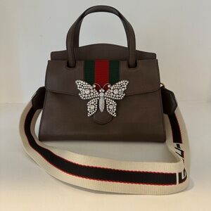 GUCCI Totem Butterfly Bijou 2WAY Leather Shoulder Bag